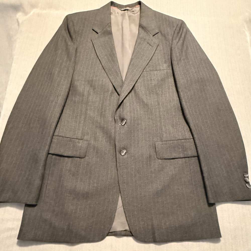 Vintage Levis Action Slacks Mens Gray Pinstripe 2 Piece Suit Blazer Pants - Picture 8 of 16